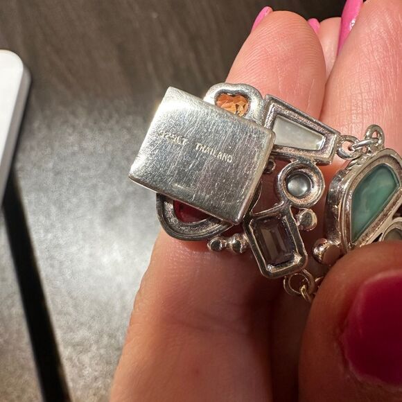 Multi gemstone and stamped Thailand sterling silver bracelet! - Picture 9 of 11